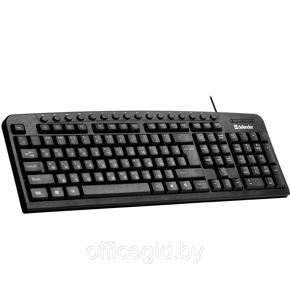 Клавиатура Defender "Focus HB-470 RU", USB, проводная, черный - фото 2 - id-p188887403