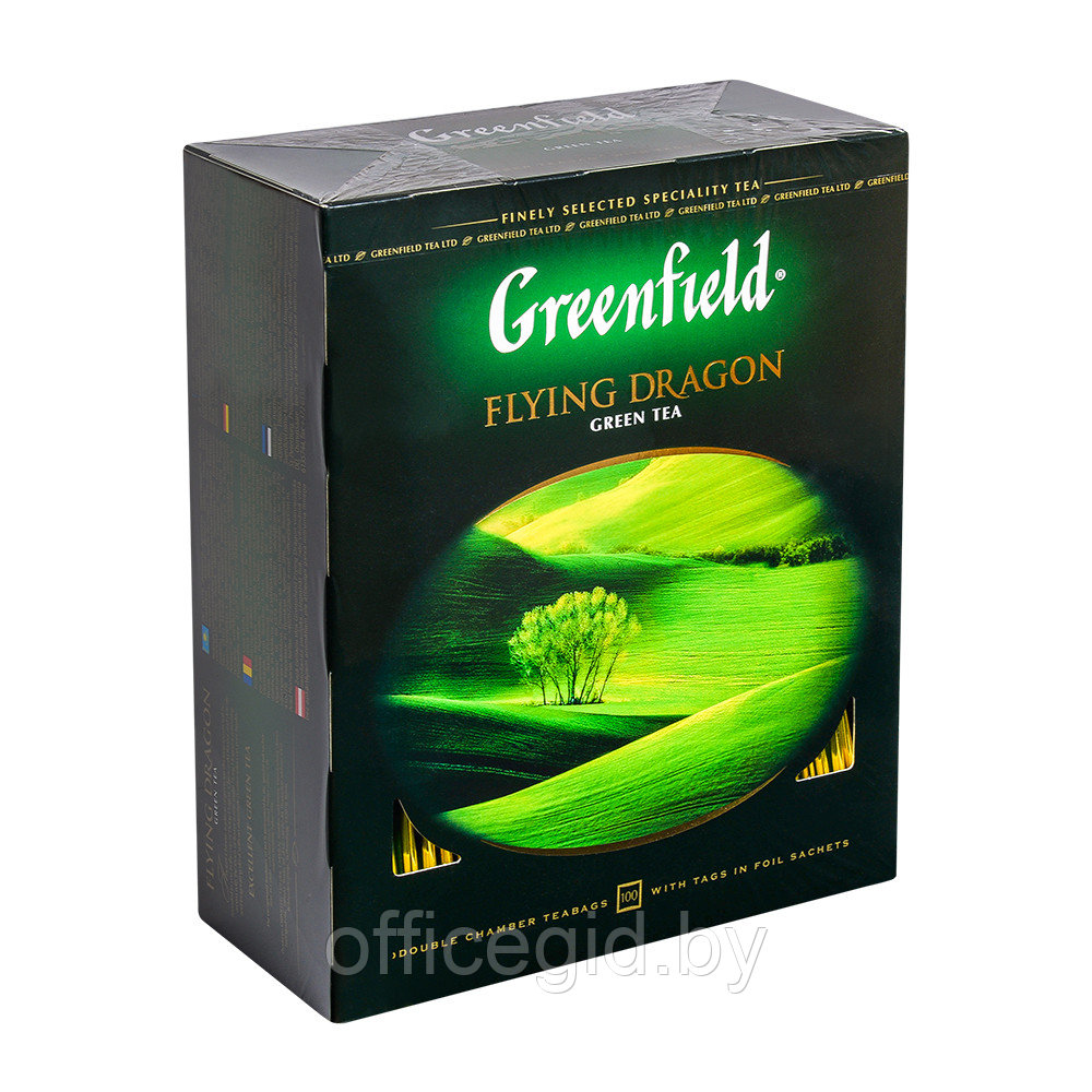 Чай "Greenfield" Flying Dragon, 100 пакетиков x2 г, зеленый - фото 1 - id-p188891852