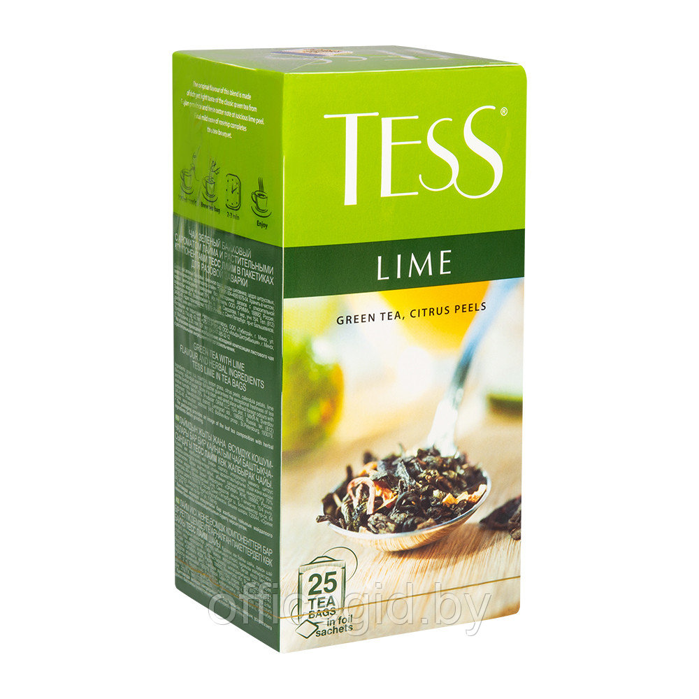 Чай "Tess" Lime, 25 пакетиковx1.5 г, зеленый - фото 1 - id-p188891866