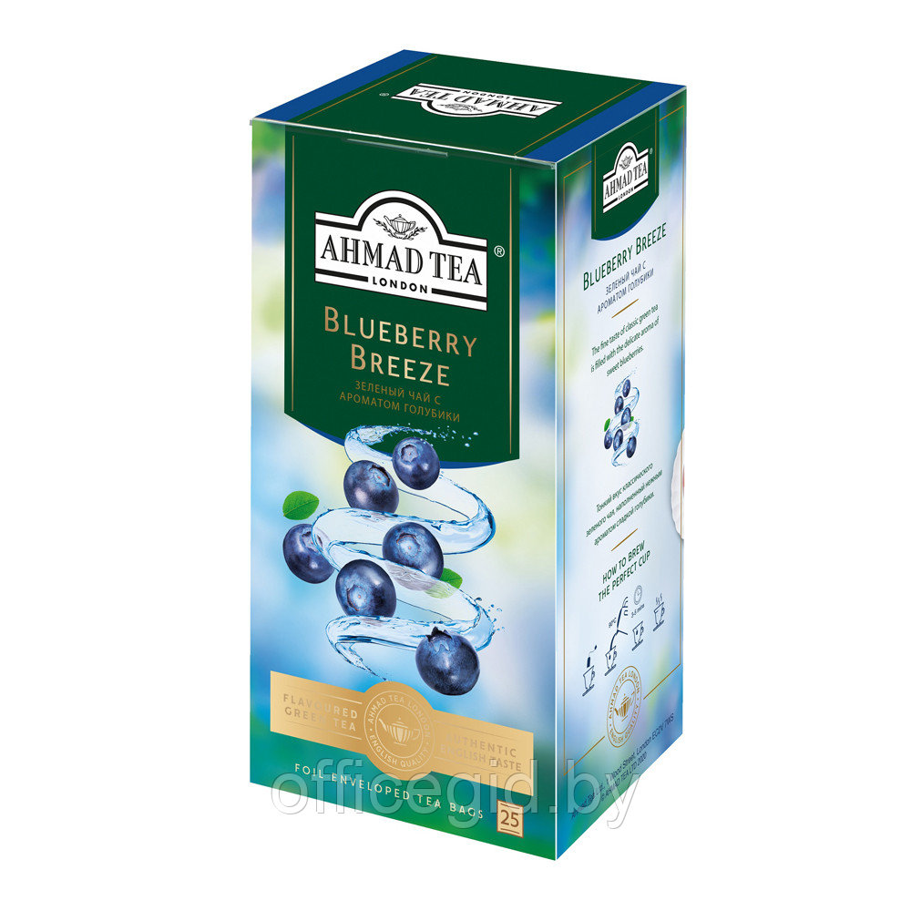 Чай "Ahmad Tea" Blueberry Breeze, 25 пакетиков x1.8 г, зеленый - фото 1 - id-p188891874