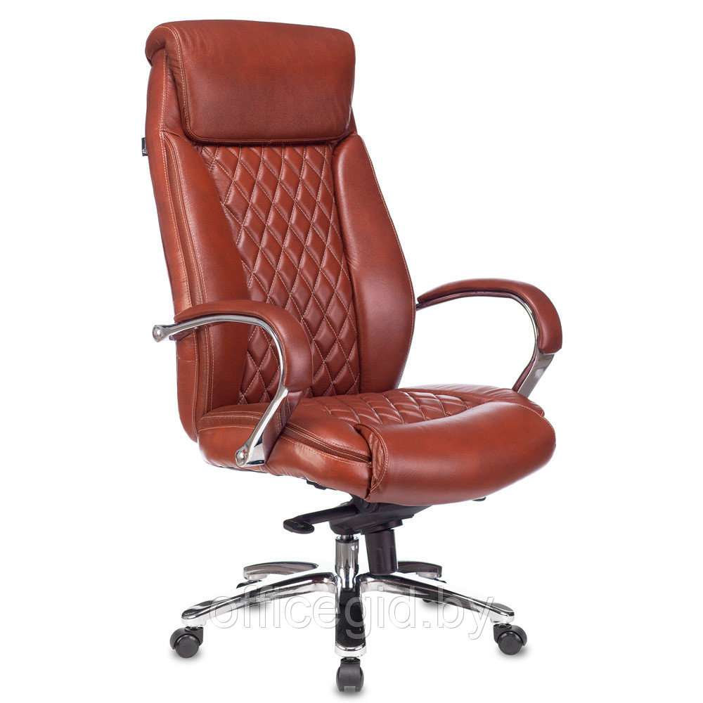 Кресло для руководителя Бюрократ T-9924SL, кожа, металл, светло-коричневый - фото 1 - id-p188893706