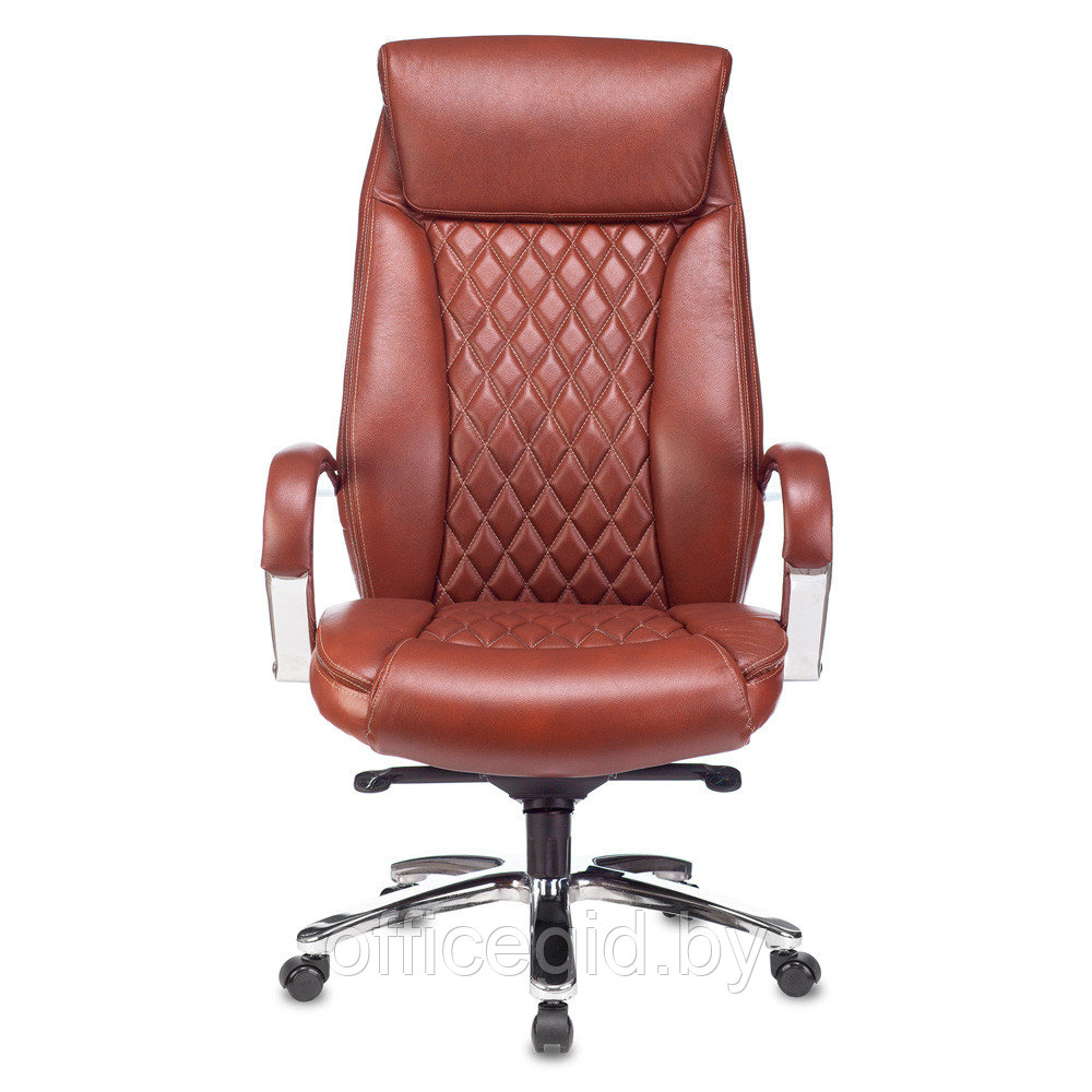 Кресло для руководителя Бюрократ T-9924SL, кожа, металл, светло-коричневый - фото 2 - id-p188893706