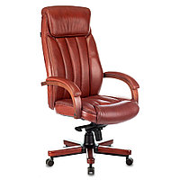 Кресло для руководителя Бюрократ "T-9922WALNUT", кожа, металл, дерево, светло-коричневый