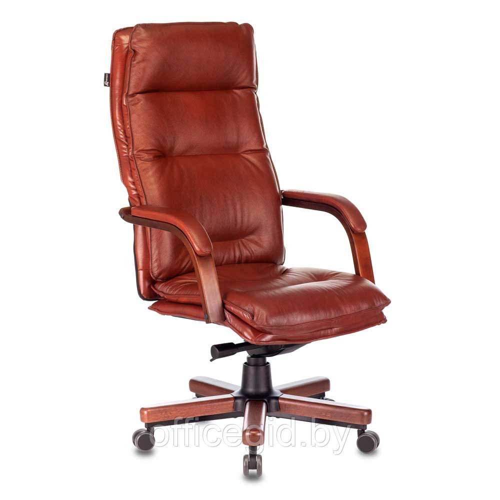 Кресло для руководителя Бюрократ "T-9927WALNUT", кожа,  дерево, металл, светло-коричневый