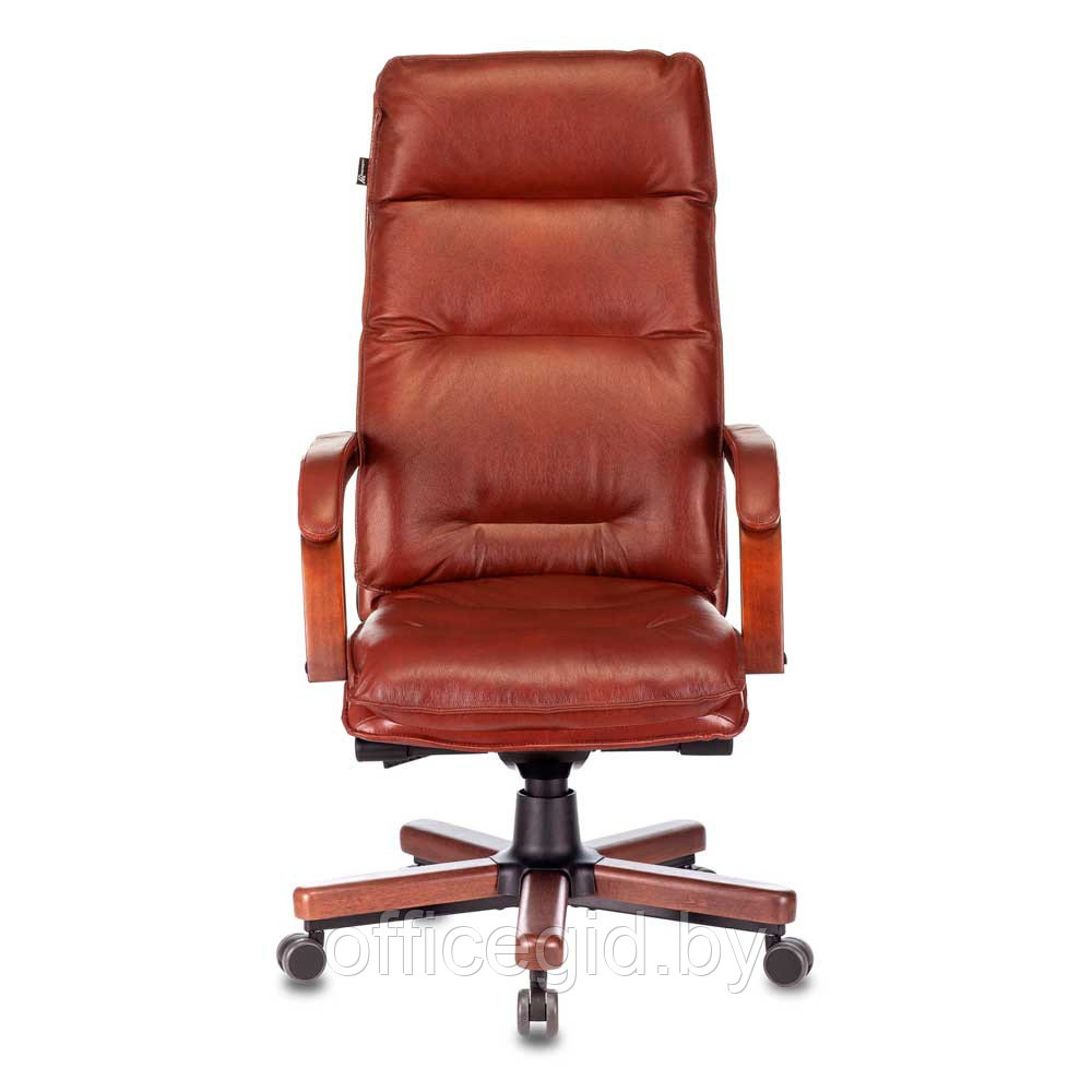 Кресло для руководителя Бюрократ "T-9927WALNUT", кожа, дерево, металл, светло-коричневый - фото 2 - id-p188893735