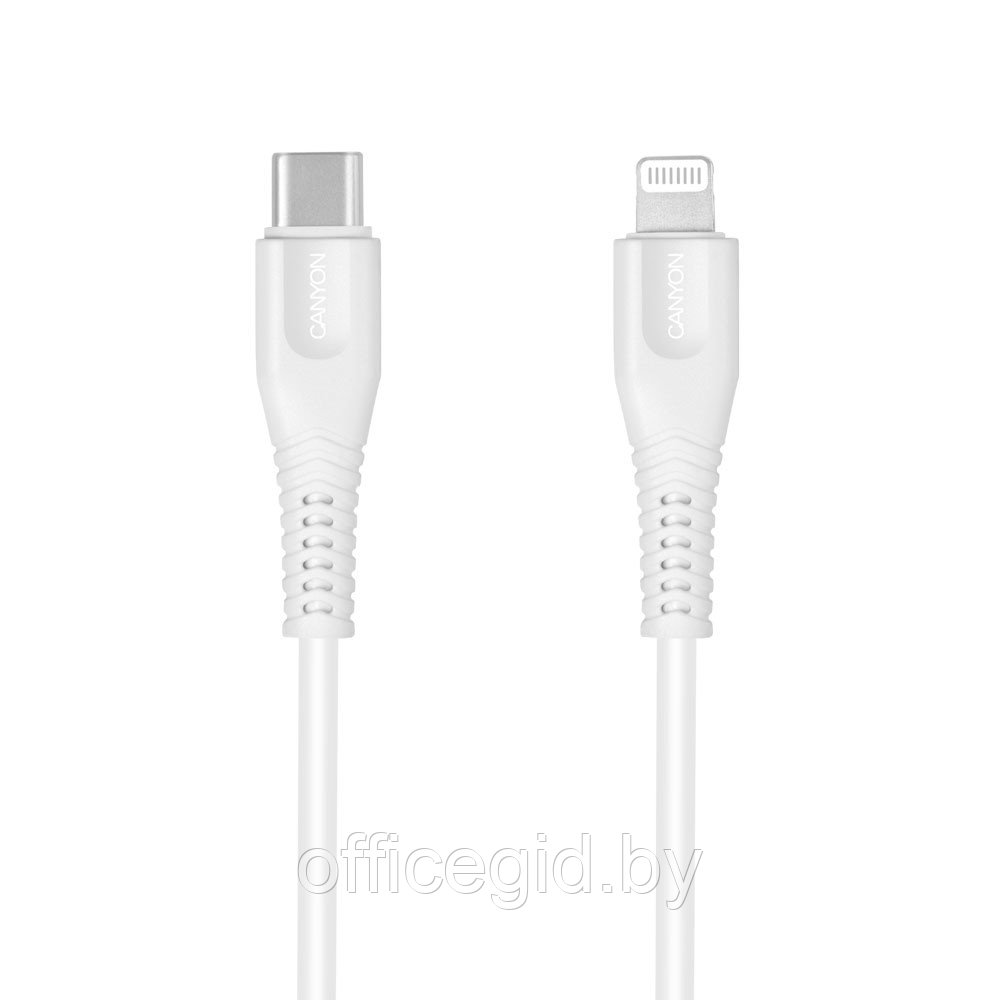 Кабель CANYON "CNS-MFIC4W" (Type C Cable To MFI Lightning for Apple), белый