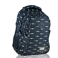Рюкзак молодежный "Head Baby Sharks", черный, зеленый