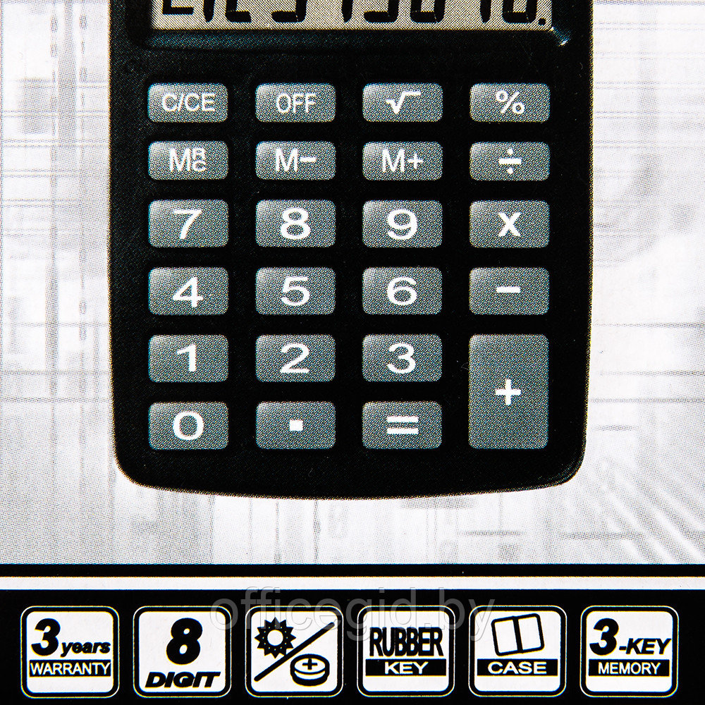 Калькулятор карманный Rebell "SHC108 BX", 8-разрядный, черный - фото 4 - id-p188887515