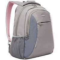 Рюкзак школьный "Grizzly", серый, розовый