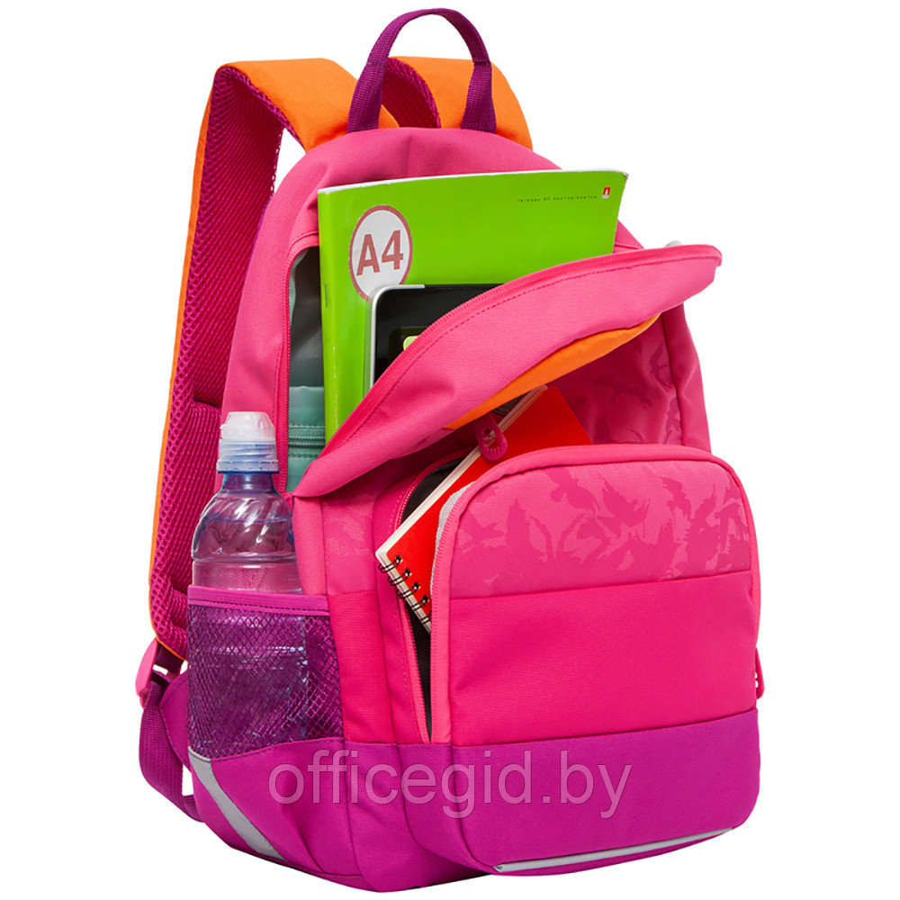 Рюкзак школьный "Grizzly", розовый, оранжевый - фото 3 - id-p188886403