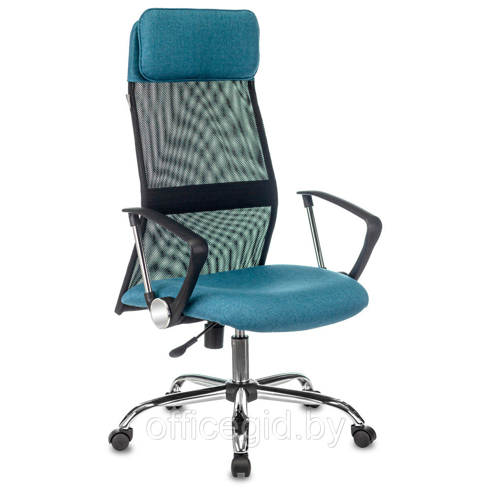 Кресло для руководителя Бюрократ KB-6N, ткань, сетка, металл, синий, черный
