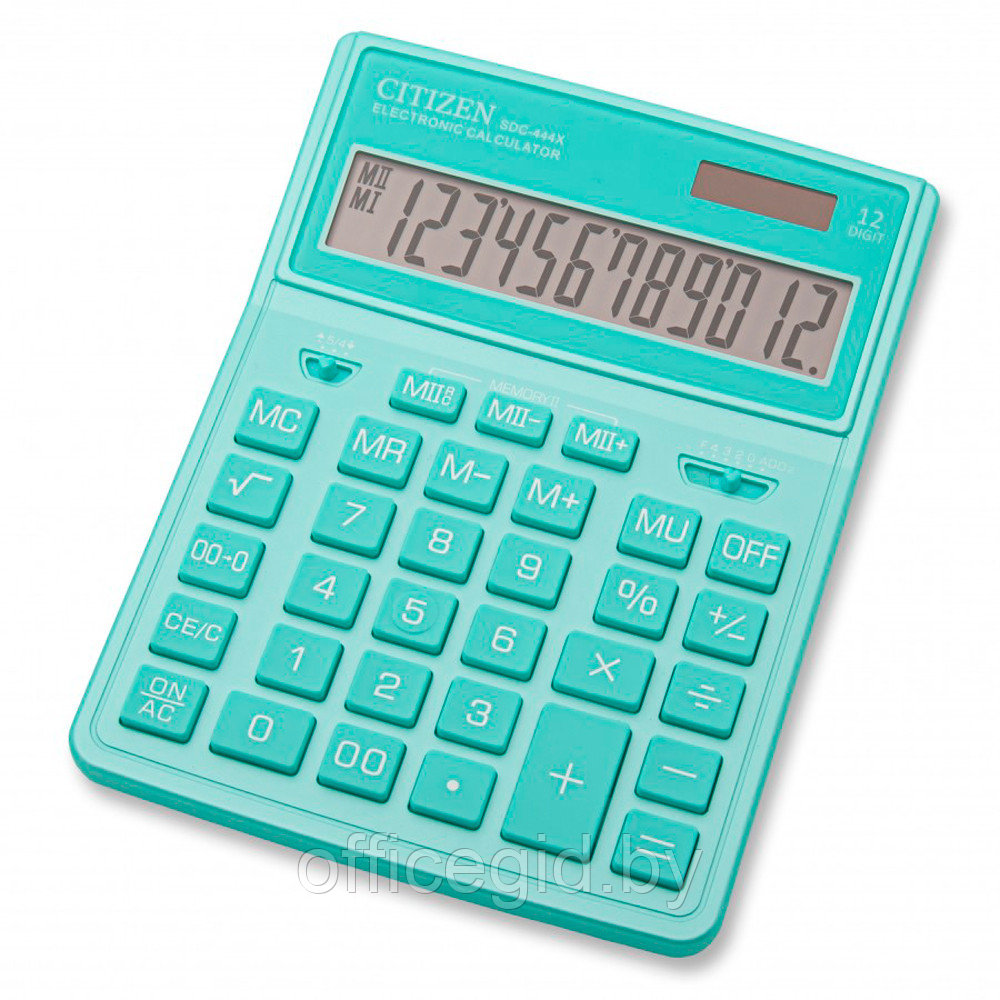 Калькулятор настольный CITIZEN "SDC-444 XRGNE", 12-разрядный, бирюзовый - фото 1 - id-p188887521