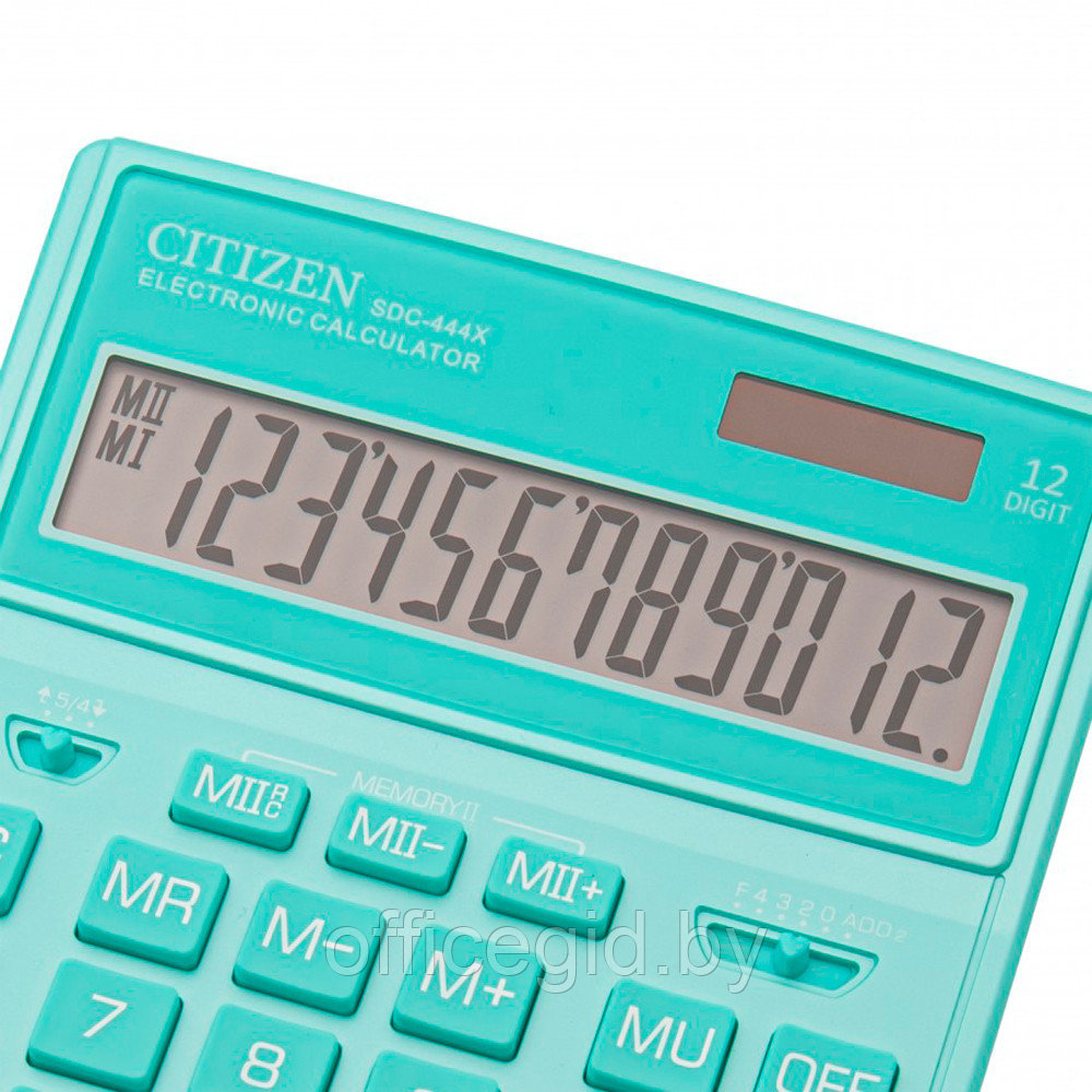 Калькулятор настольный CITIZEN "SDC-444 XRGNE", 12-разрядный, бирюзовый - фото 3 - id-p188887521