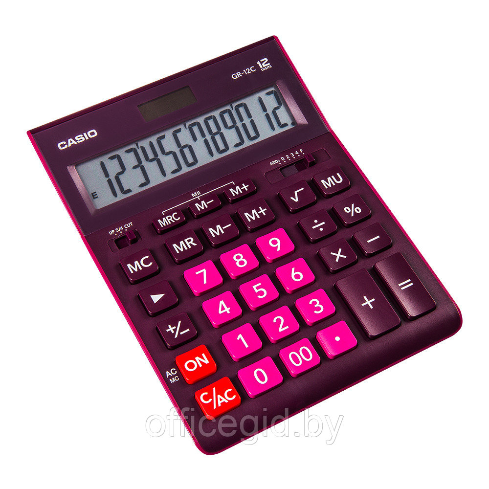 Калькулятор настольный Casio "GR-12", 12-разрядный, бордовый купить с ...