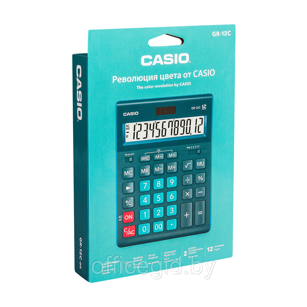 Калькулятор настольный Casio "GR-12", 12-разрядный, темно-зелёный - фото 2 - id-p188887525