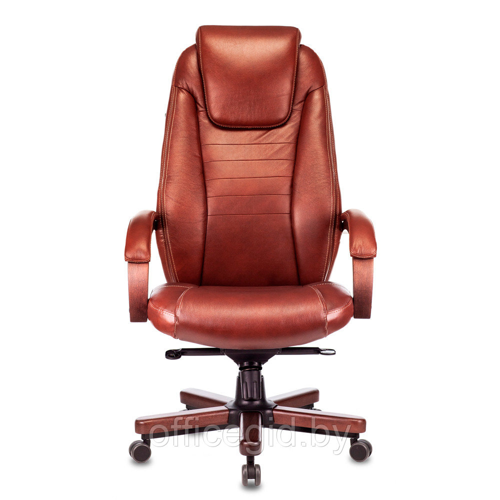 Кресло д/руководителя Бюрократ T-9923WALNUT светло-коричневый Leather Eichel кожа крестовина металл/дерево - фото 2 - id-p188893764