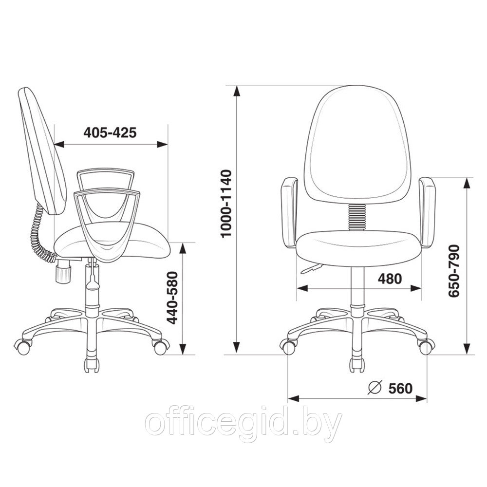 Кресло для персонала "Бюрократ CH-1300N Престиж+", ткань, пластик, коричневый - фото 5 - id-p188893768
