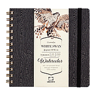 Скетчбук для акварели "White swan", 16x16 см, 250 г/м2, 20 листов, черный