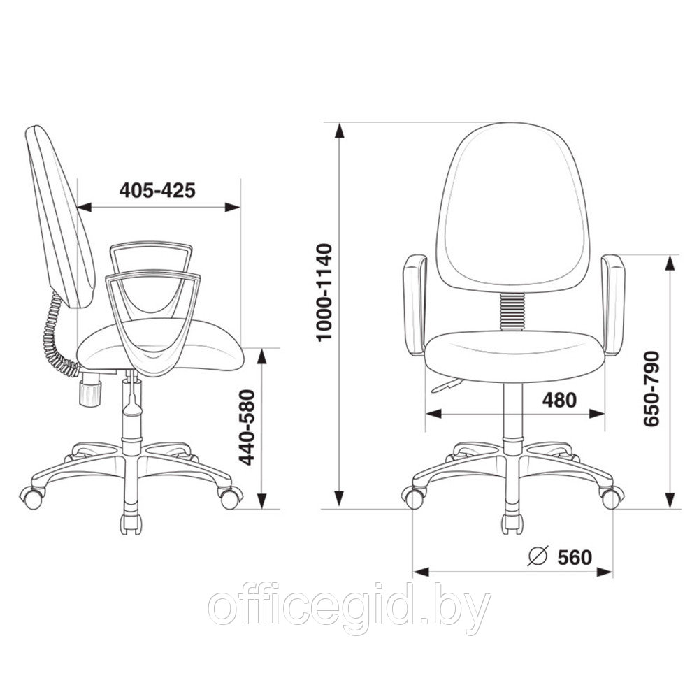 Кресло для персонала "Бюрократ CH-1300N Престиж+", ткань, пластик, серый - фото 5 - id-p188893770