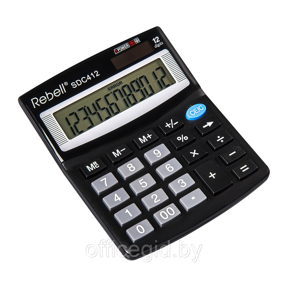 Калькулятор настольный Rebell "SDC-412 BX", 12-разрядный, черный - фото 1 - id-p188887543