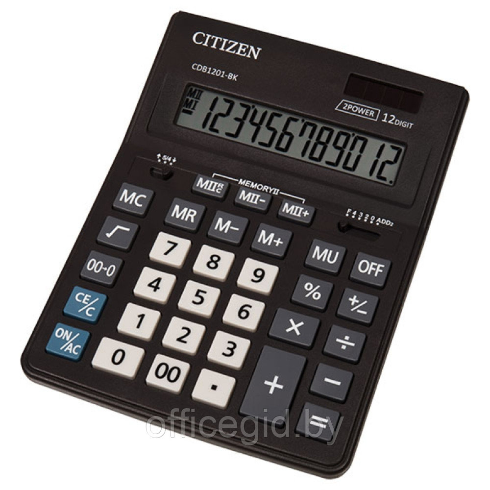 Калькулятор настольный Citizen "CDB-1201 BK", 12-разрядный, черный - фото 1 - id-p188887545