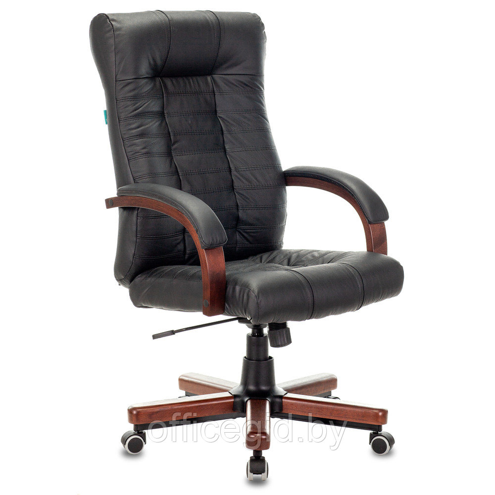 Кресло для руководителя "Бюрократ KB-10", кожзам, металл, дерево, черный - фото 1 - id-p188893782