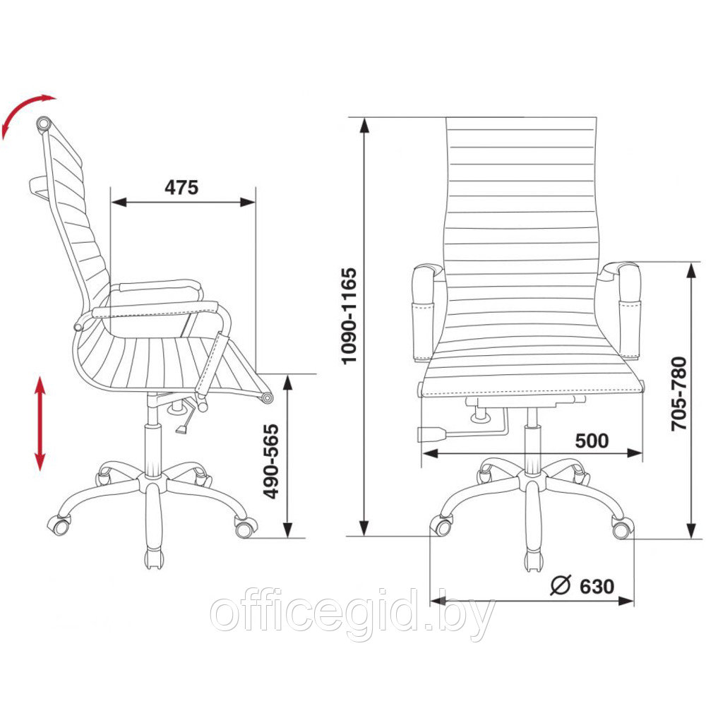Кресло для руководителя "Бюрократ CH-883" (набор 2 шт), кожзам, хром, черный - фото 5 - id-p188893784