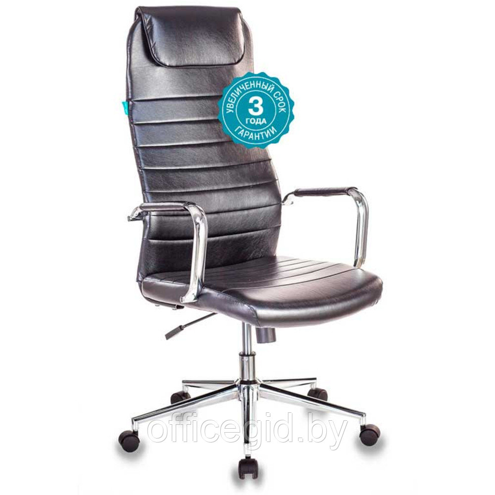 Кресло для руководителя "Бюрократ KB-9/ECO", кожзам, металл, черный - фото 2 - id-p188893796