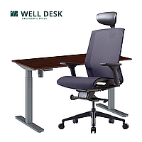 Комплект мебели "Welldesk": cтол одномоторный, серый, столешница дуб стирлинг + кресло "BESTUHL J15"