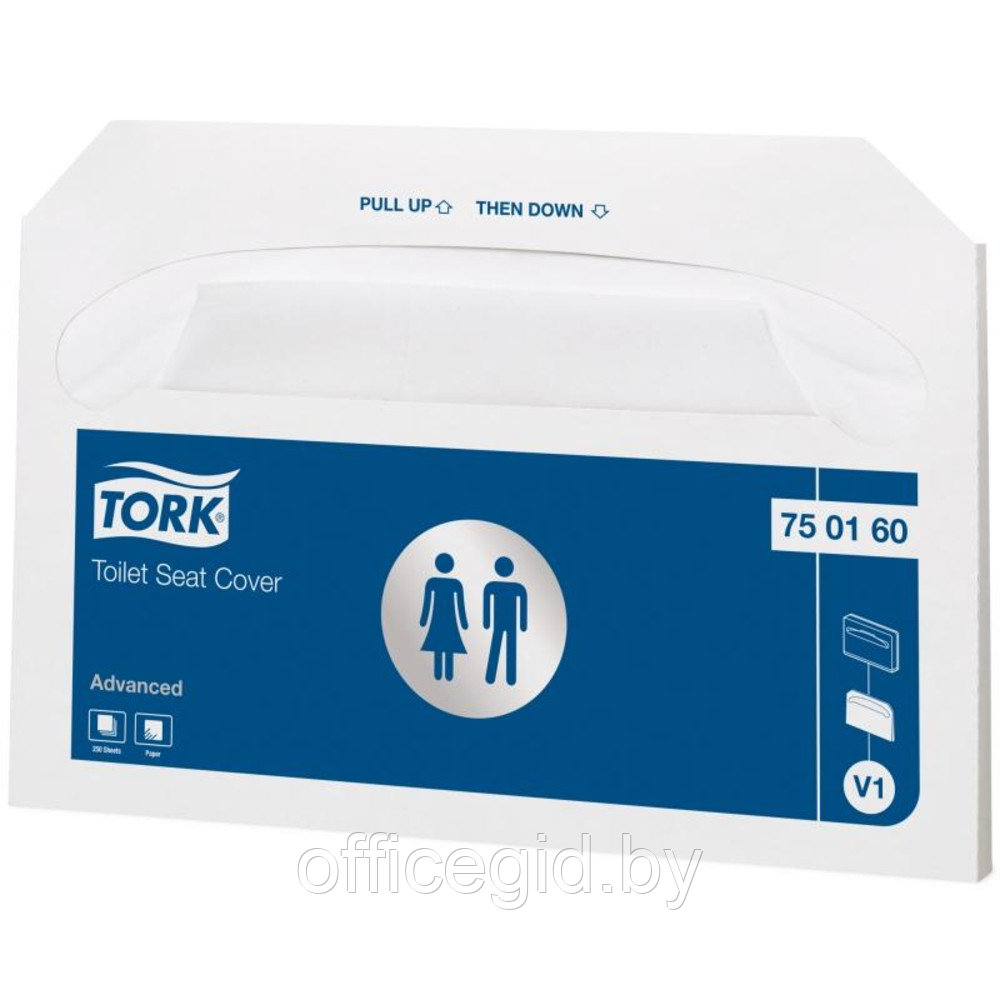 Покрытия бумажные на унитаз V1 "Tork Advanced", 250 шт, белый - фото 1 - id-p188893829