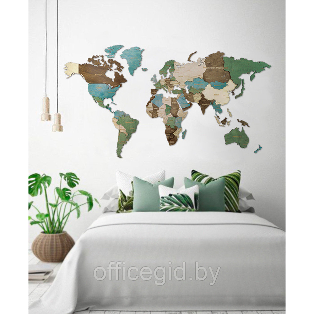 Пазл деревянный "Карта мира" одноуровневый на стену, XL 3137, разноцветный,72х130 см - фото 3 - id-p188892121