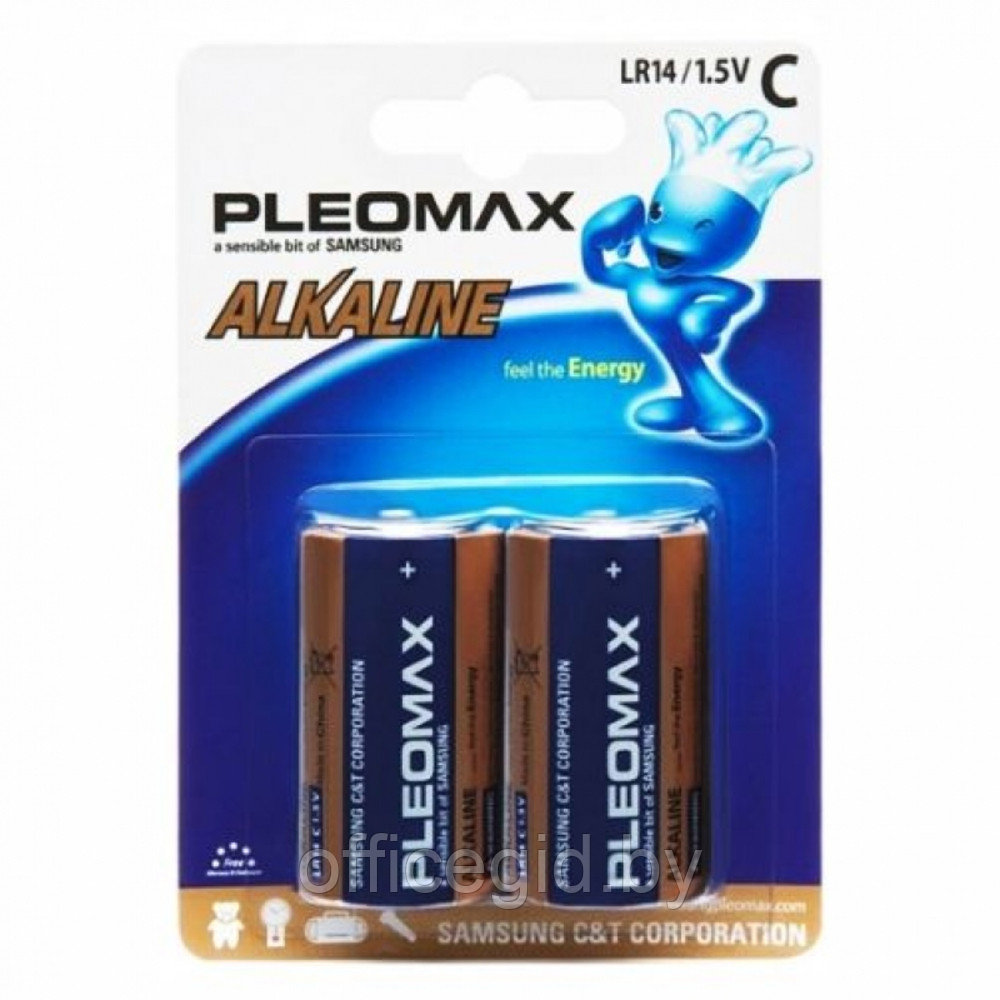 Батарейки алкалиновые "Pleomax C/LR14", 2 шт.