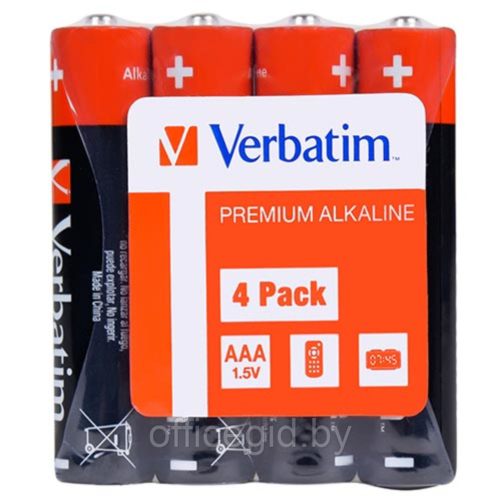 Батарейки алкалиновые Verbatim "AAA/LR03", 4 шт., (9009146)