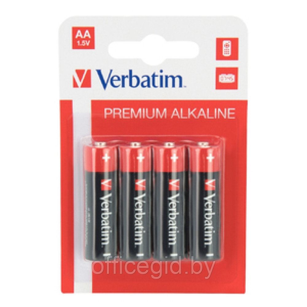 Батарейки алкалиновые Verbatim "AA/LR6", 4 шт., (962325) - фото 1 - id-p188886540