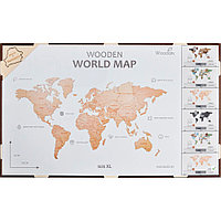 Пазл деревянный "Карта мира" одноуровневый на стену, XL 3143, 72х130 см