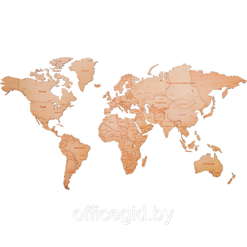 Пазл деревянный "Карта мира" одноуровневый на стену, XL 3143, 72х130 см - фото 2 - id-p188892134