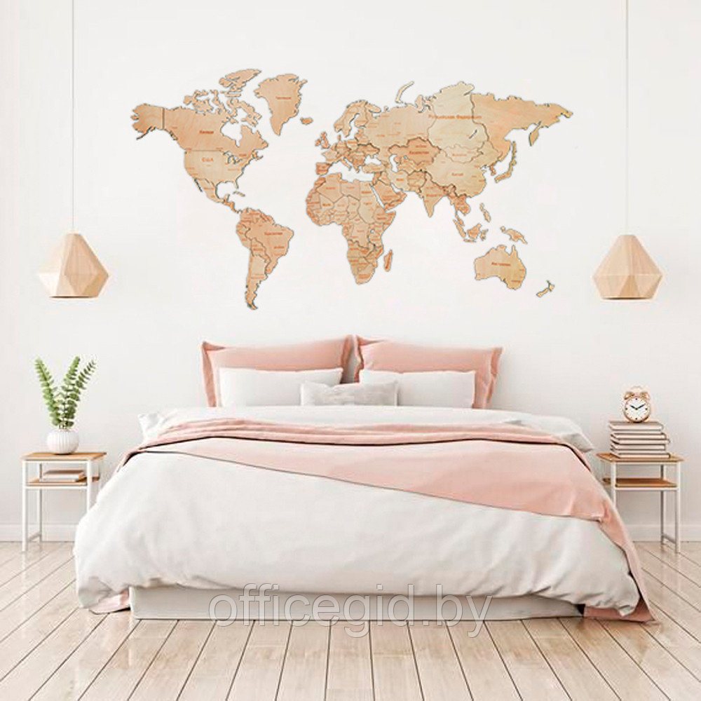Пазл деревянный "Карта мира" одноуровневый на стену, XL 3143, 72х130 см - фото 3 - id-p188892134