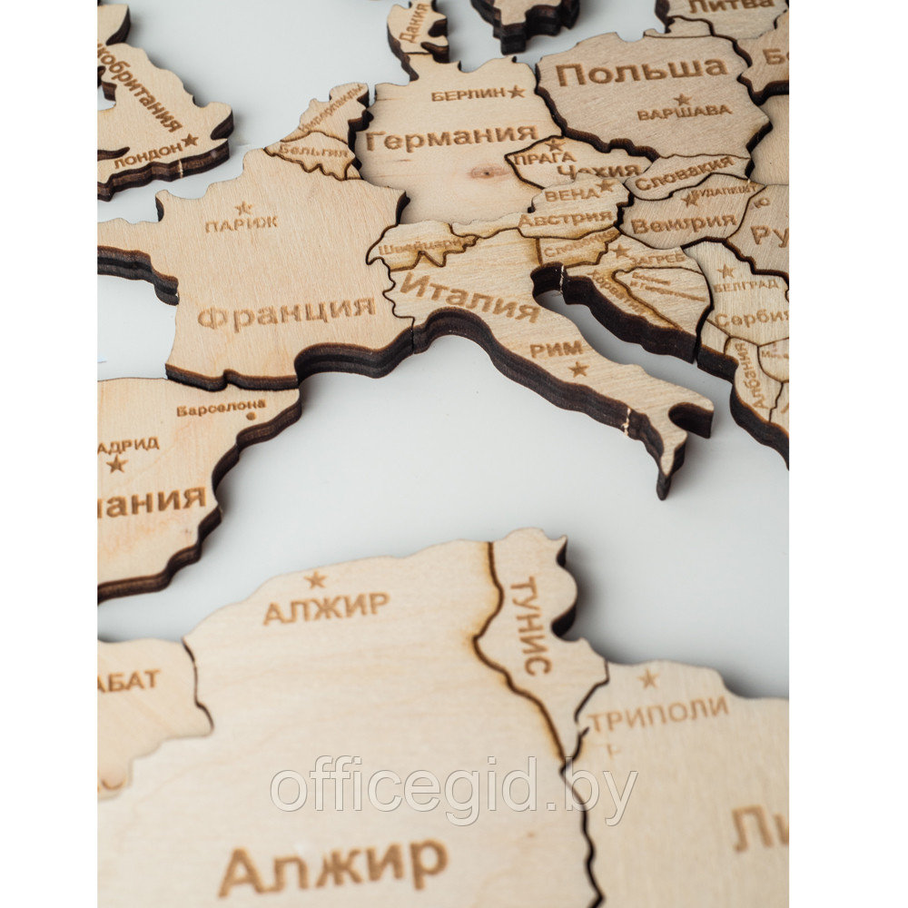 Пазл деревянный "Карта мира" одноуровневый на стену, XL 3143, 72х130 см - фото 4 - id-p188892134