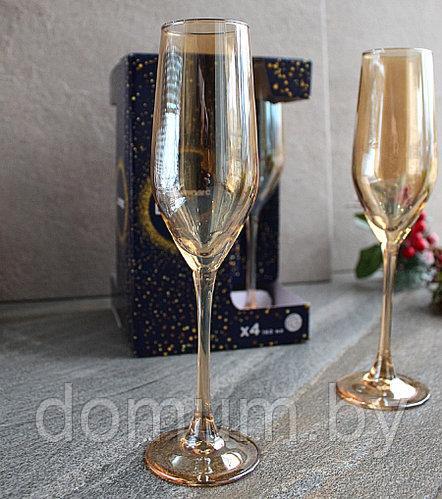 Набор бокалов для шампанского Золотой мед 160мл 4шт P9307 - фото 1 - id-p188914028