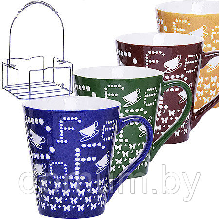 Набор кружек 5 пр. 340мл на подставке LR 24659