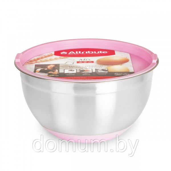 Миска стальная с крышкой MIX 24x12.5см 4.2л ASS020