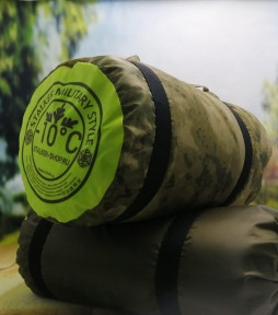 Спальный мешок с подголовником Stalker Military Style одеяло (22595, изософт, до -10С), РФ - фото 1 - id-p179624831
