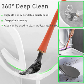 Ершик из эластичного силикона VIP Brush Туалетная плоская щетка для чистки унитаза Оранжевый - фото 1 - id-p162399515