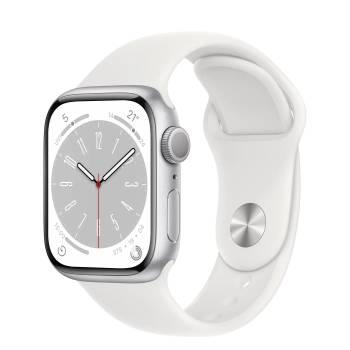 Apple Apple Watch Series 8 GPS 41mm Silver Aluminum Case with White Sport Band (MP6K3) - фото 1 - id-p188939324