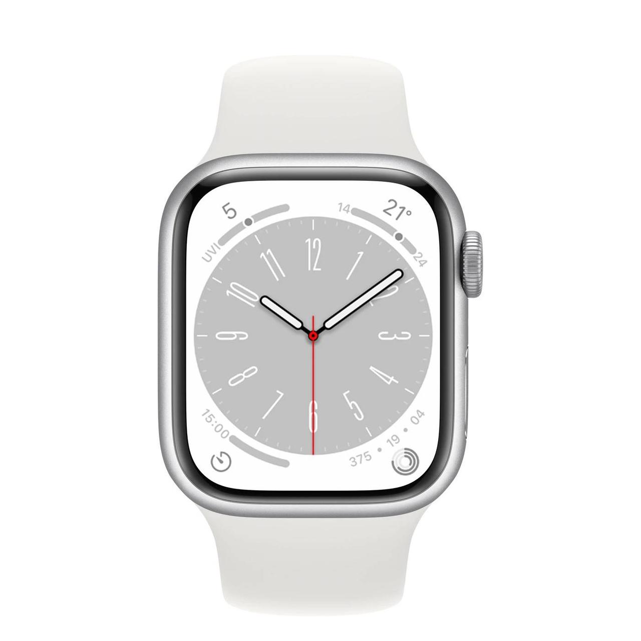 Apple Apple Watch Series 8 GPS 45mm Silver Aluminum Case with White Sport Band (MP6N3) - фото 2 - id-p188939328