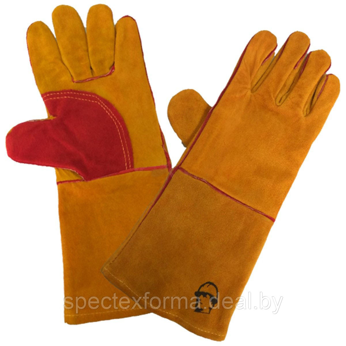 Краги (перчатки) спилковые с подкладкой усиленные, 35 см., кевларовая нить, КЕ1476
