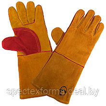 Краги (перчатки) спилковые с подкладкой усиленные, 35 см., кевларовая нить, КЕ1476