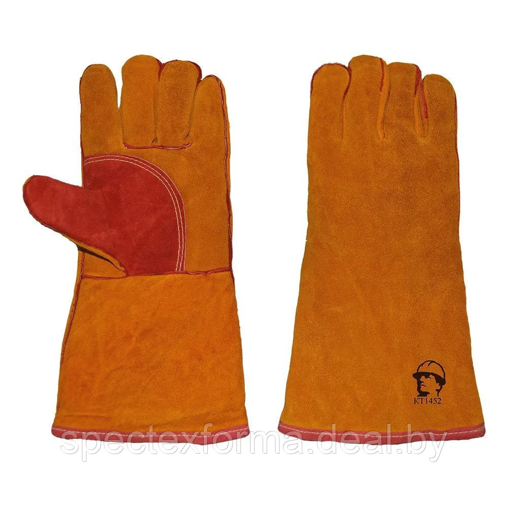 Краги (перчатки) спилковые, иск.мех усиленные 35 см кевларовая нить КТ1462