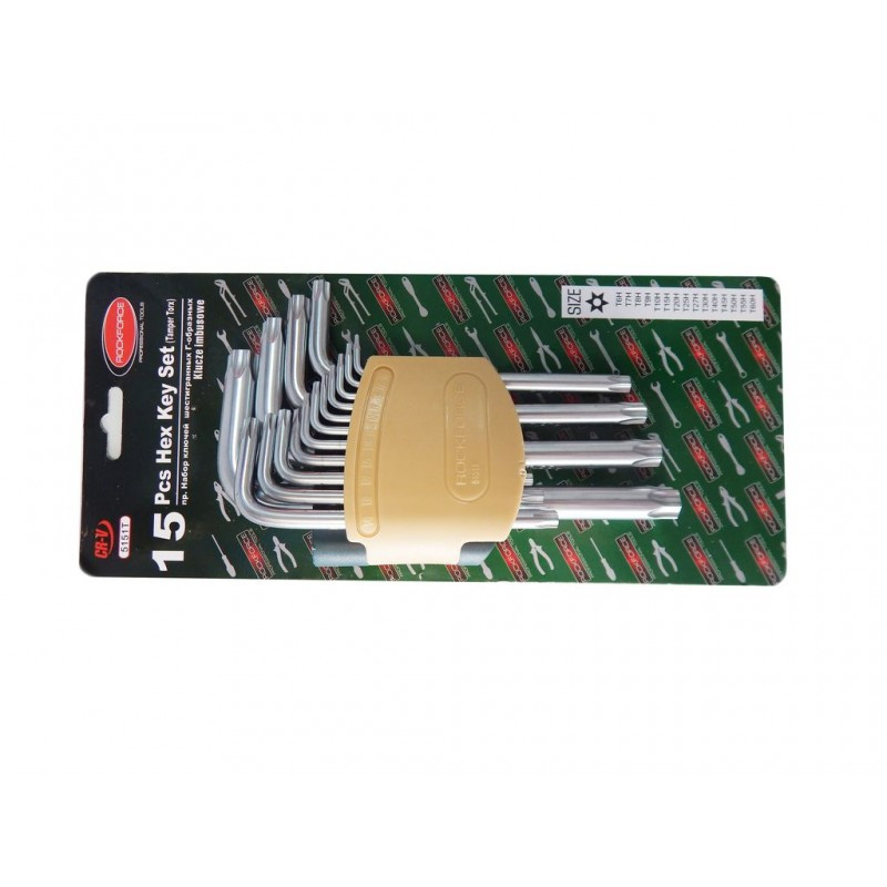 Набор ключей TORX Г-образных длинных с отверстием15пр.в пластиковом держателе RF-5151LT - фото 1 - id-p188953052