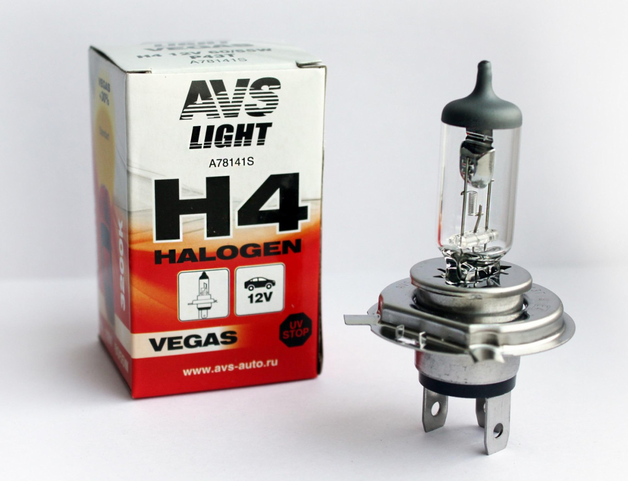 Автомобильная галогенная лампа AVS Vegas H4.12V.60/55W.1шт.